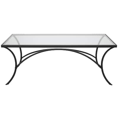 Uttermost 22909 Alayna 24" Wide Tempered Glass Top and Metal Coffee