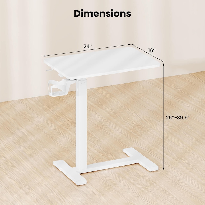 Costway C Shaped Side Table Height Adjustable Overbed Bedside Table - See Details