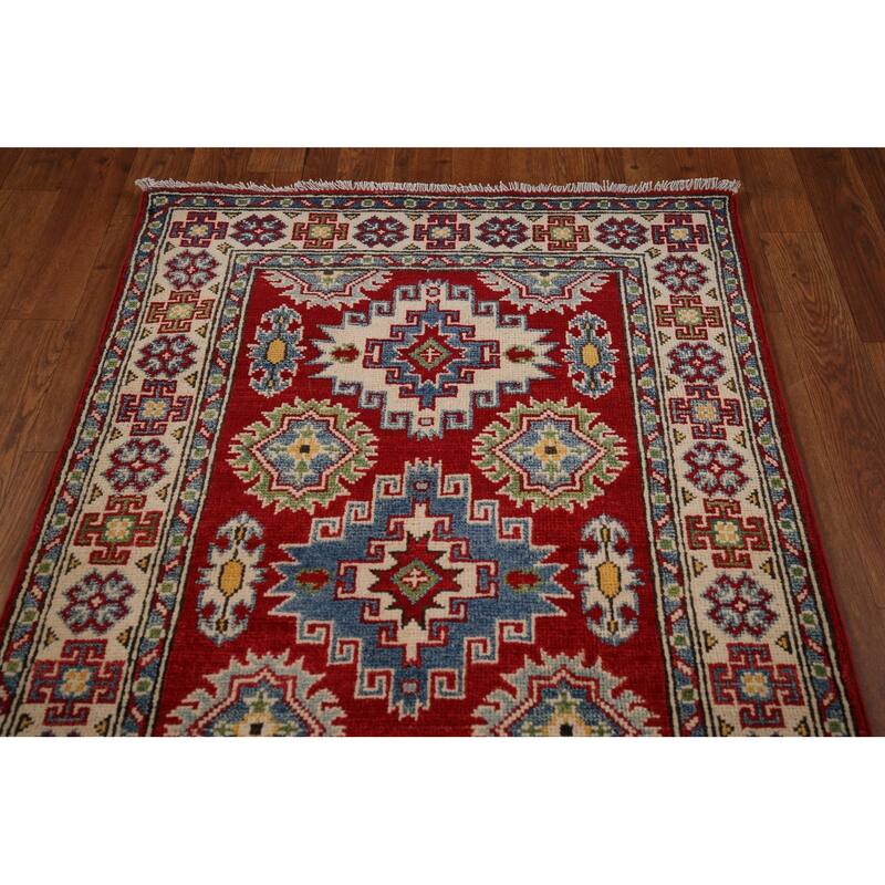 Kazak Oriental Rug Hand-Knotted Wool Carpet - 2'7" x 19'3"