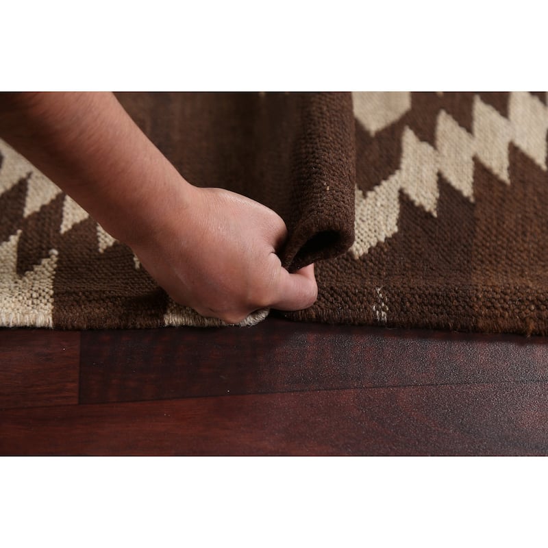 Geometric Tribal Natural Dye Kilim Oriental Wool Area Rug Hand-woven - 4'8" x 6'8"