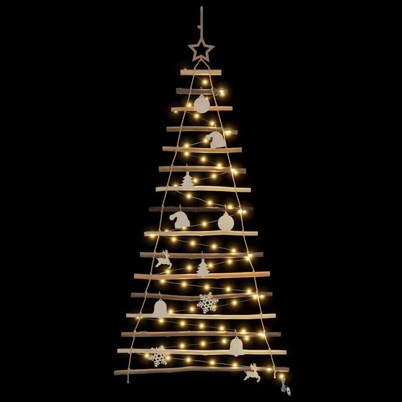 vidaXL Christmas Tree with LEDs Natural Solid Ash wood