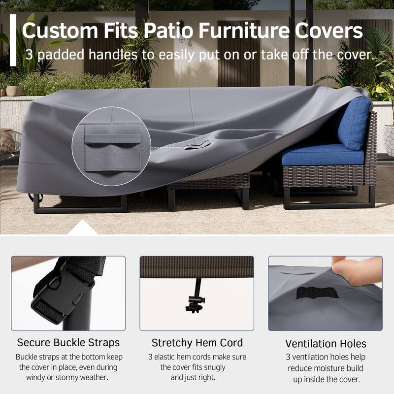 Pocassy Outdoor Sofa Lounge Chair Covers Heavy Duty Waterproof Covers.