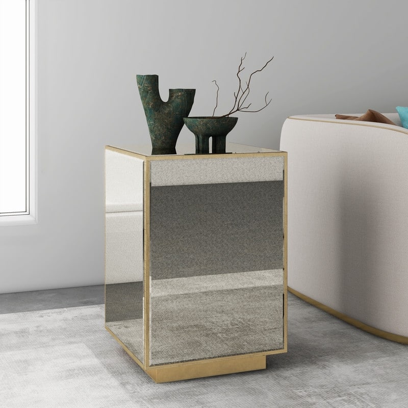 Vintage Mirrored End Table Side Table