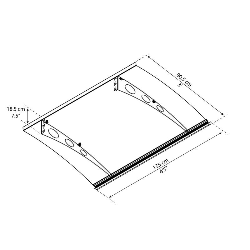 Garamond 3 ft. Gray/Clear Door and Window Fixed Awning