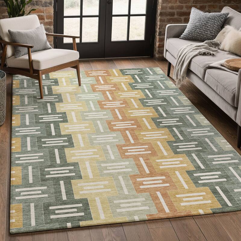 Machine Washable Indoor/ Outdoor Modern Wamego Chantille Rug