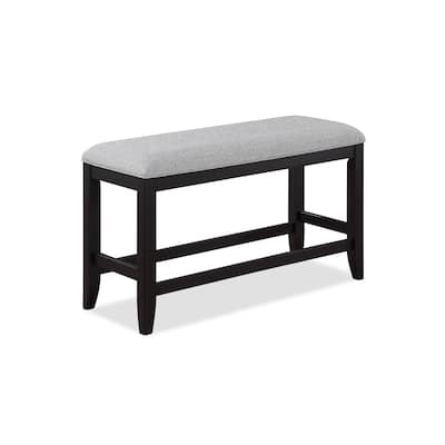 1Pc Transitional Dark Gray Finish Fabric Upholstered Counter-Height Dining Bench