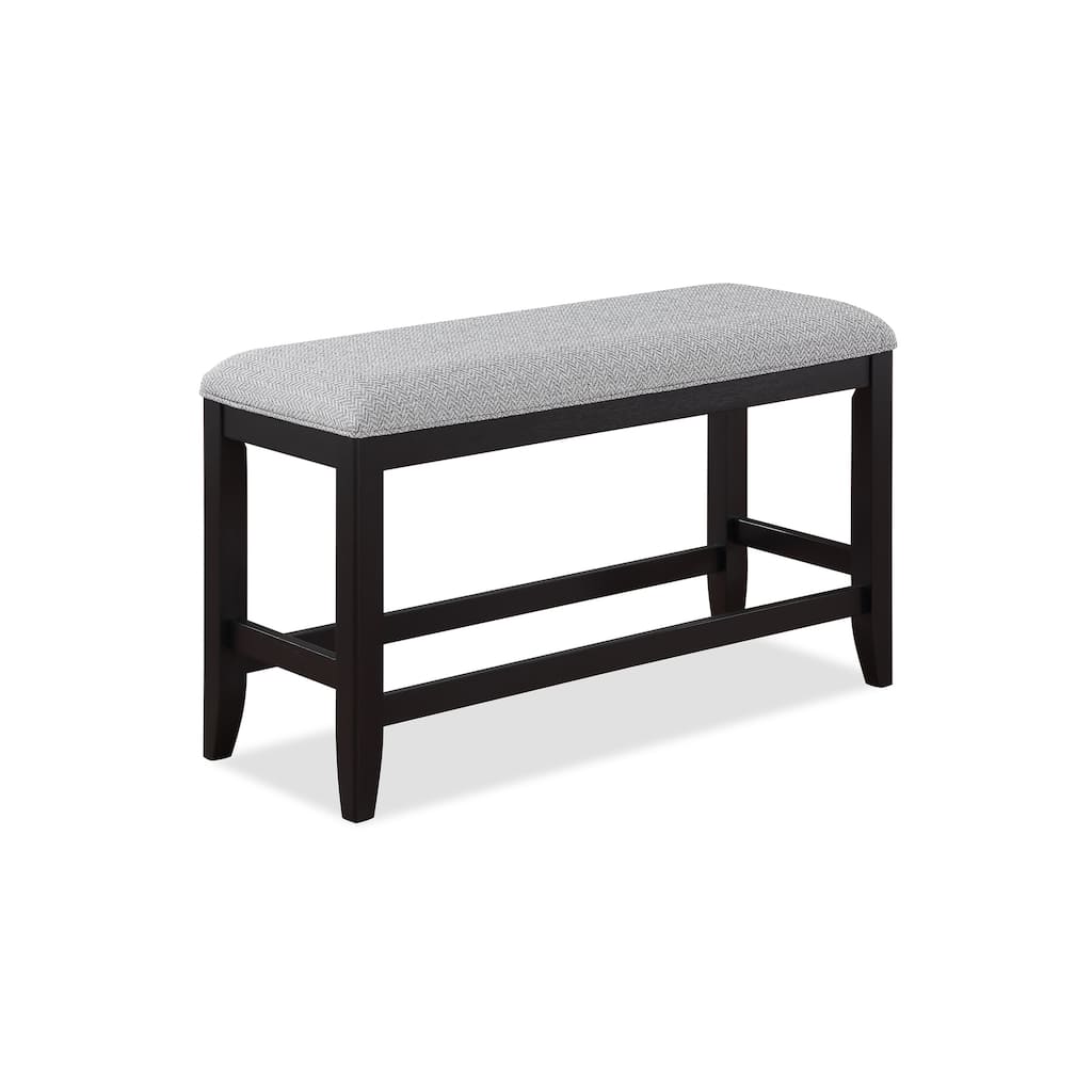 1Pc Transitional Dark Gray Finish Fabric Upholstered Counter-Height Dining Bench