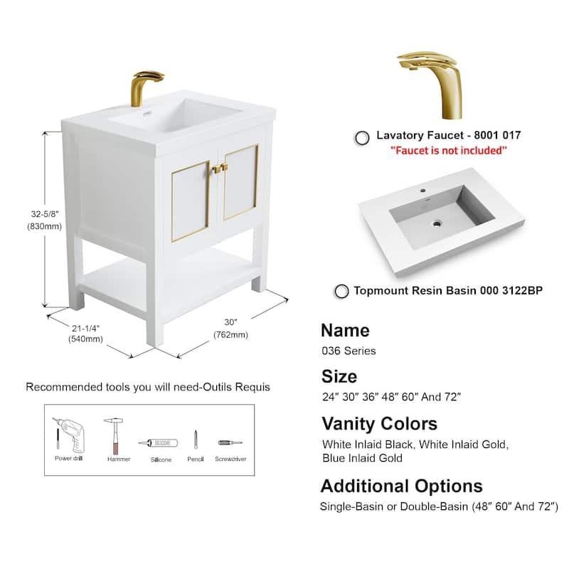 Davis 30" Single Bathroom Vanity Set