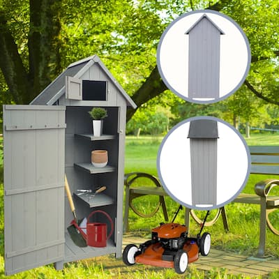Garden Storage Shed with Removable and Portable Wooden Storage Cabinet, Triangular Asphalt Roof, Weather-resistant