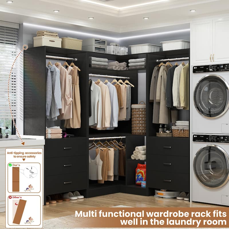 Cimly Set of 3 Freestanding Corner Closet System, Space-saving Closet Organizer for Walk-in/ Reach-in Closet