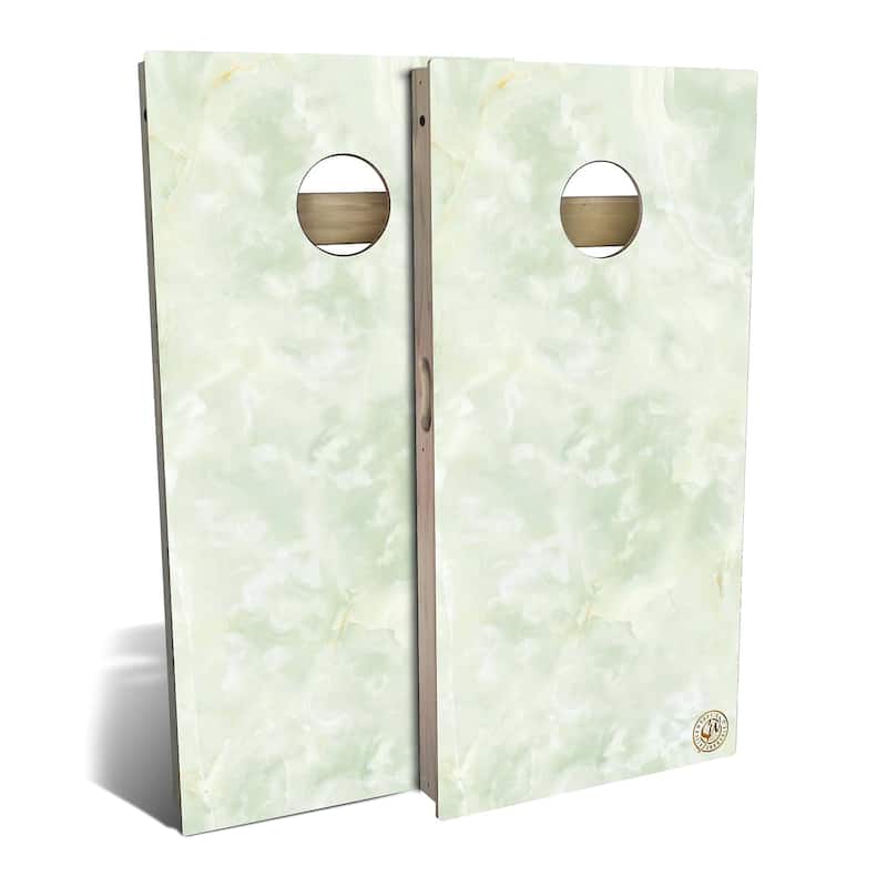 Green Marble Outdoor Cornhole Board Set - Backyard 2x4 - Include Hole Lights