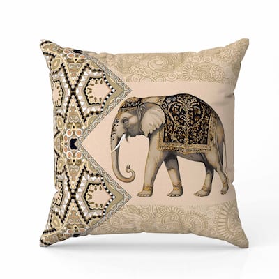 Floraphant Faux Suede Reversible Throw Pillow Yellow and Black