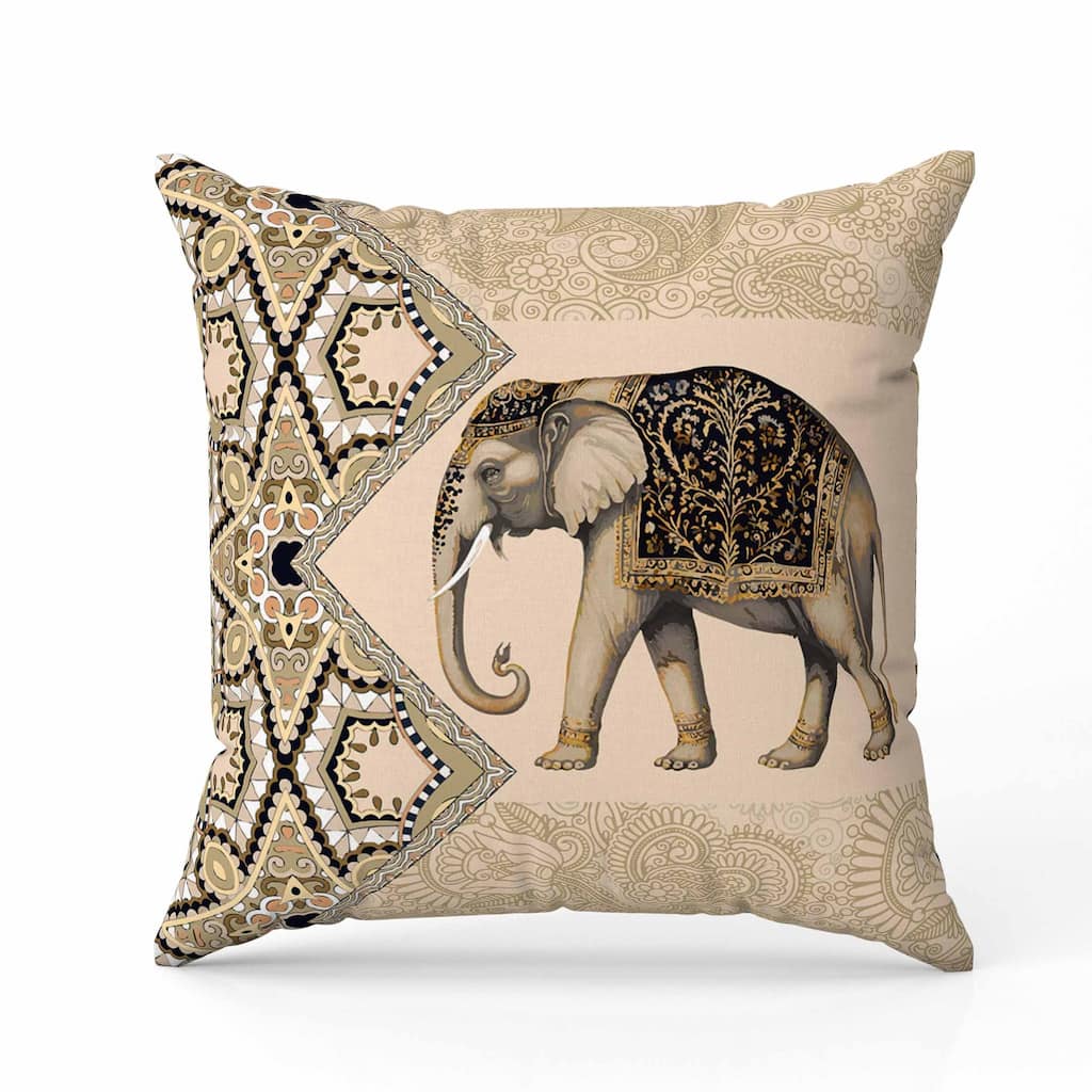 Floraphant Indoor/Outdoor Reversible Throw Pillow Yellow and Black