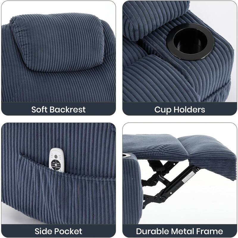 Electric Power Lift Recliner Sofa Chair with Massage, Heat & 155° Recline