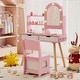 preview thumbnail 13 of 20, Costway Kids Vanity Set with 3-Color Lighting Modes, Adjustable - See Details