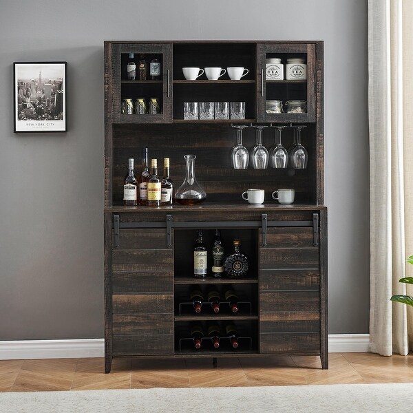 70 Tall Farmhouse Coffee Bar Cabinet with Wine Rack On Sale Bed Bath Beyond 41625506