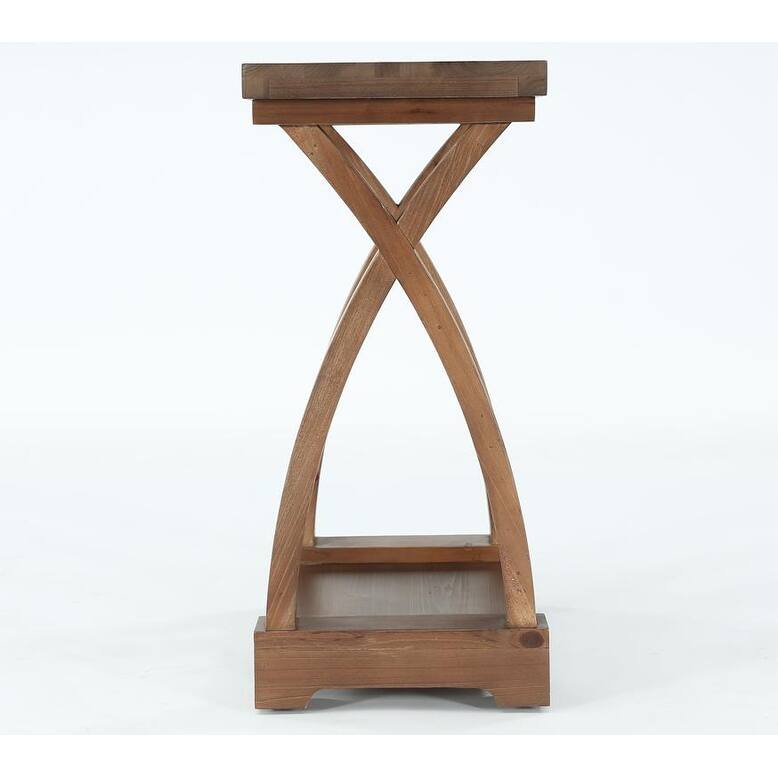 2-Tier Farmhouse Rectangular End Table with Storage Shelf