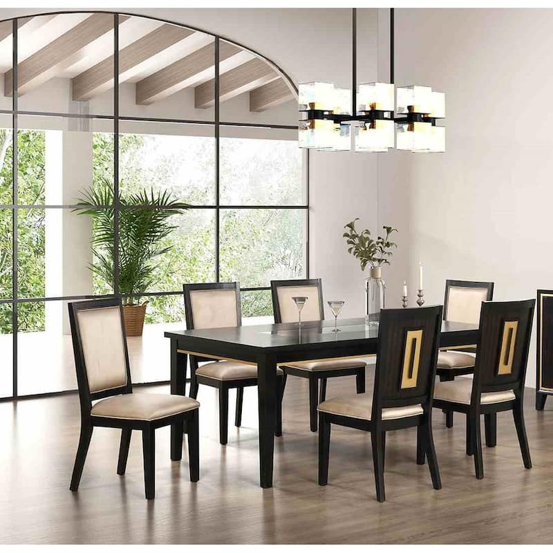 Espresso Finish Modern 7pc Dining Set Table and Side Chairs