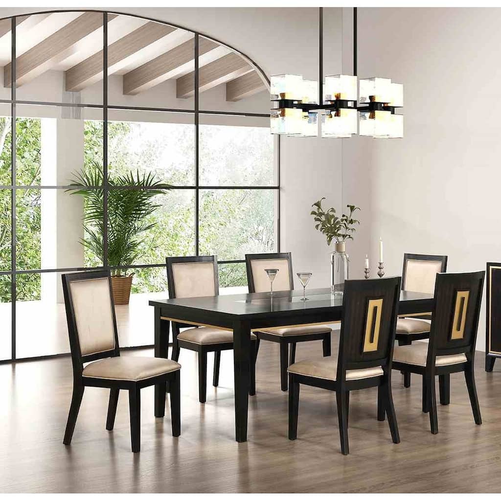 Espresso Finish Modern 7pc Dining Set Table and Side Chairs
