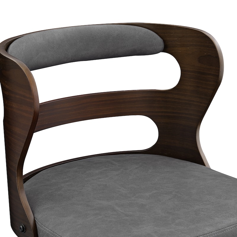 LUE BONA 26"H Modern Walnut Swivel Counter Height Stools, Bar Stools with Backs Set of 3 - 26" H