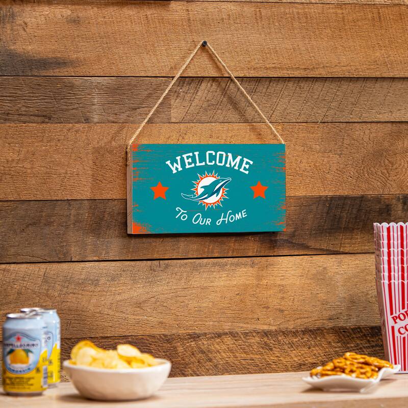 Miami Dolphins Wooden Door Decor Wall Sign - Multi-Color - 6 x 11