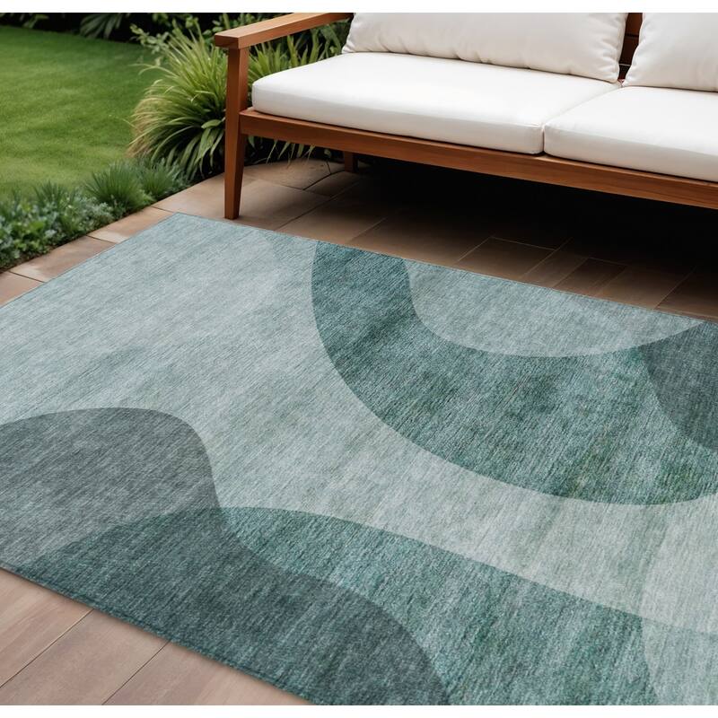 HomeRoots Abstract Transitional Rectangle Outdoor Rug - 9' X 12'