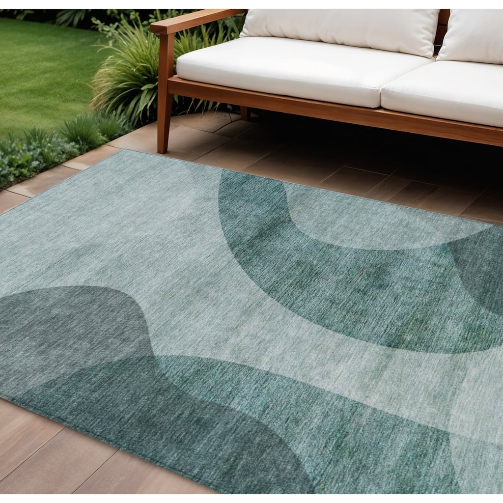 HomeRoots Abstract Transitional Rectangle Outdoor Rug