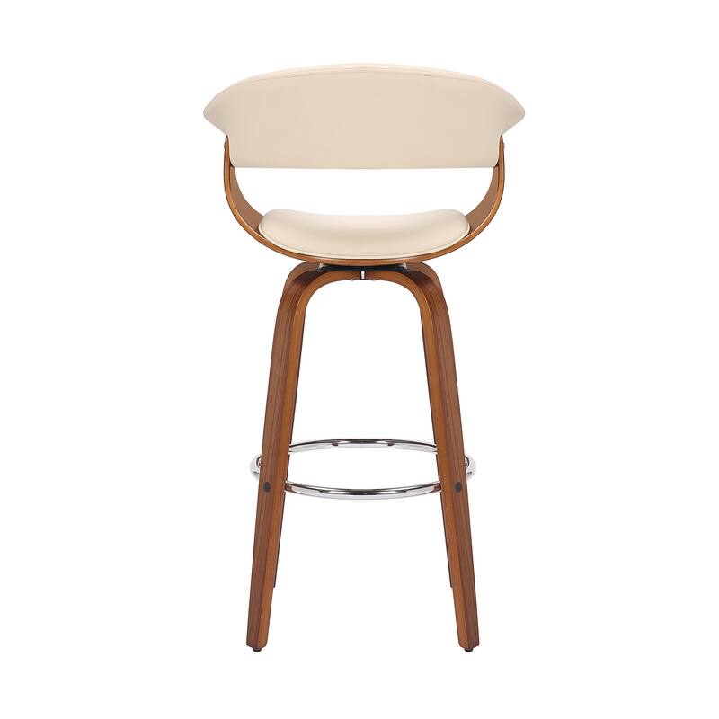 Faux Leather Swivel Counter Bar Chair with Wood Frame and Footrest