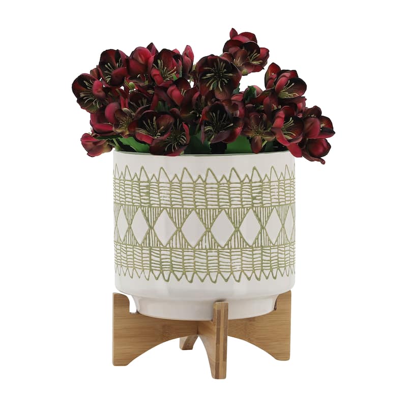 Sagebrook Home Abstract Ceramic Planter on Stand Indoor/Outdoor