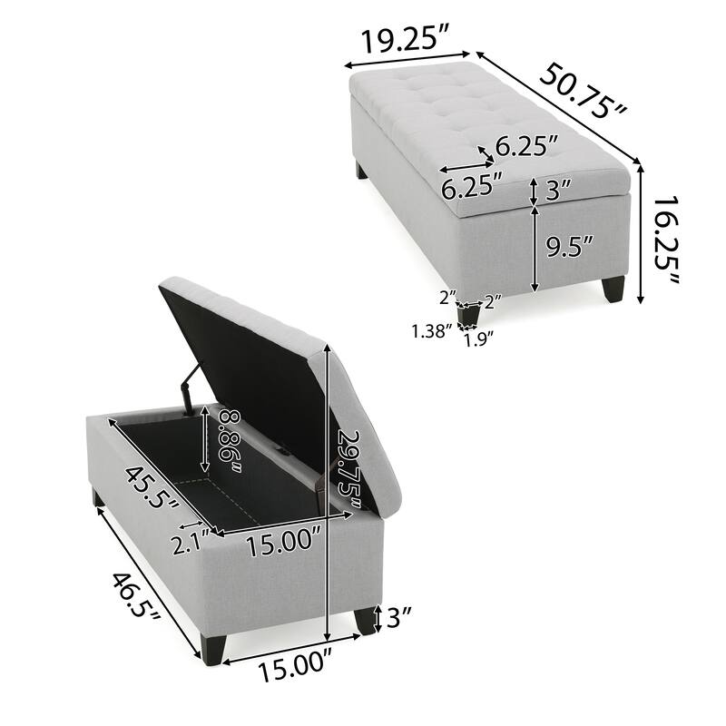 Ottoman Lounge Bench, End of Bed Bench Storage Bench
