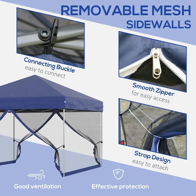 10'x10' Pop Up Canopy Tent, Adjustable Height,Wheeled Bag,Screen Room