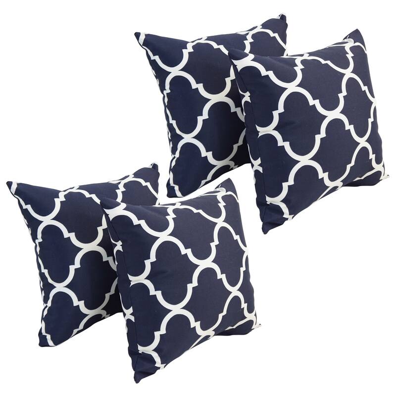Blazing Needles 17-inch Square Polyester Outdoor Throw Pillows (Set of 4) - Landview Navy