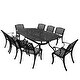preview thumbnail 7 of 13, Outdoor Lattice 95-inch Bronze Oval Dining Set with Eight Arm Chairs