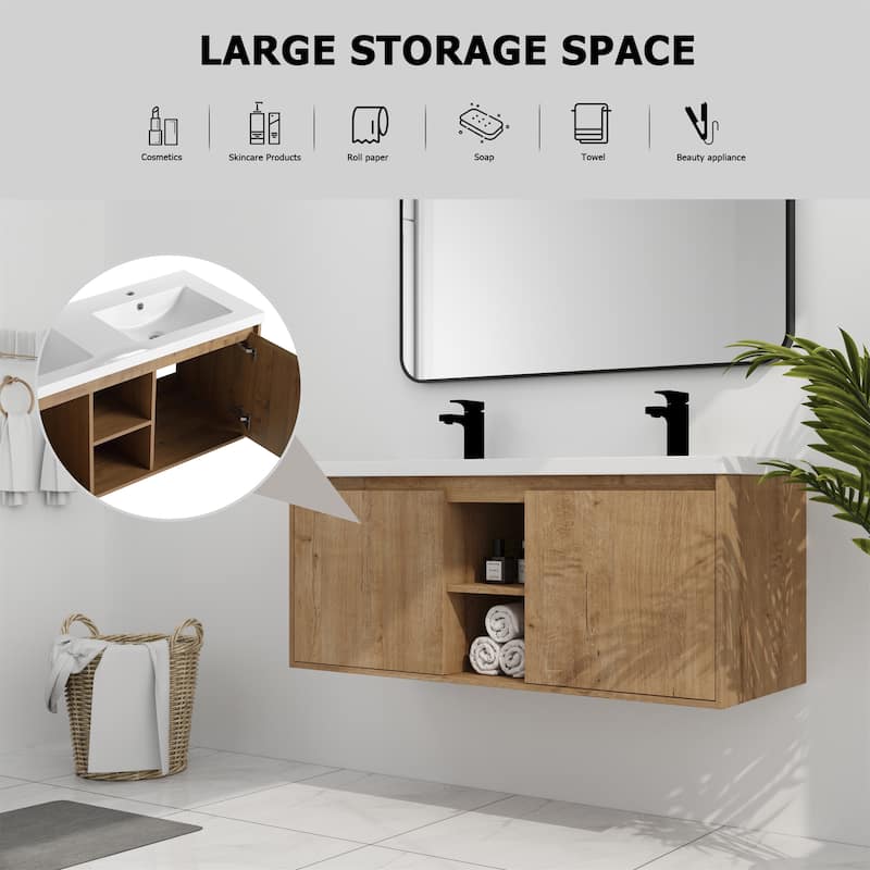 47.6" Wall Mounted Bathroom Vanity With Double Sink