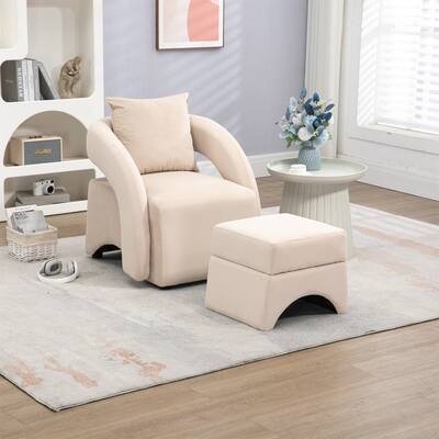 Accent Upholstered Barrel Chair with Ottoman