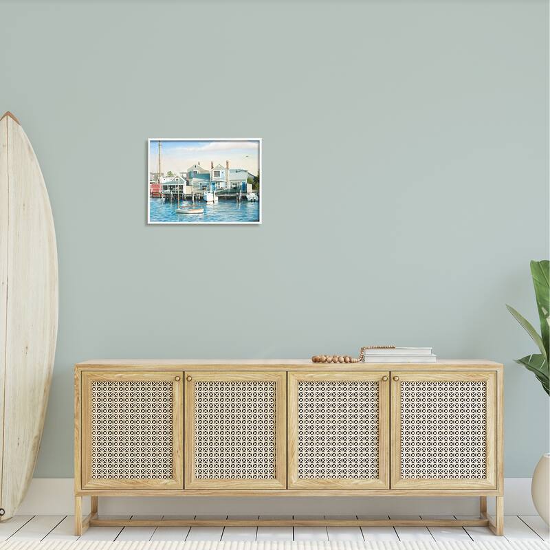 Stupell Relaxing Boats Floating Harbor Marina Ocean Town Framed Wall Art, Design by Tom Mielko - Multi