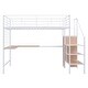 preview thumbnail 6 of 16, Full Size Metal Loft Bed with Desk, Storage Ladder and Wardrobe