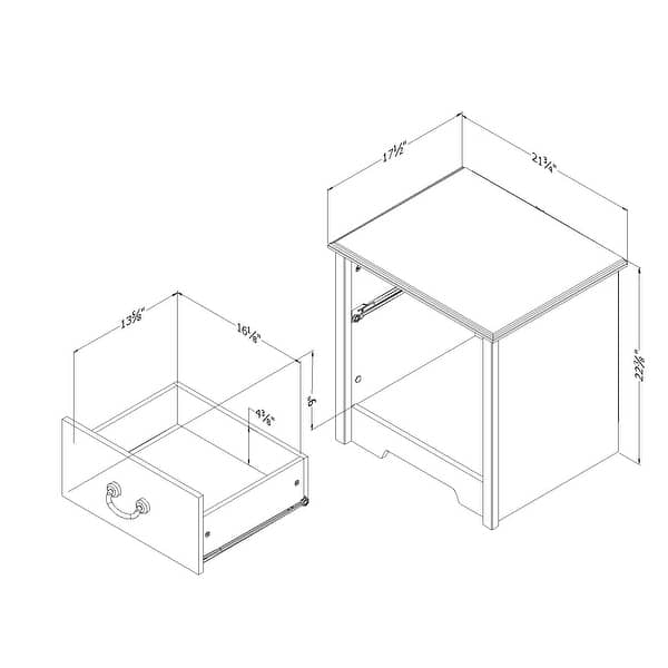 dimension image slide 1 of 2, South Shore Navali 1-Drawer Nightstand