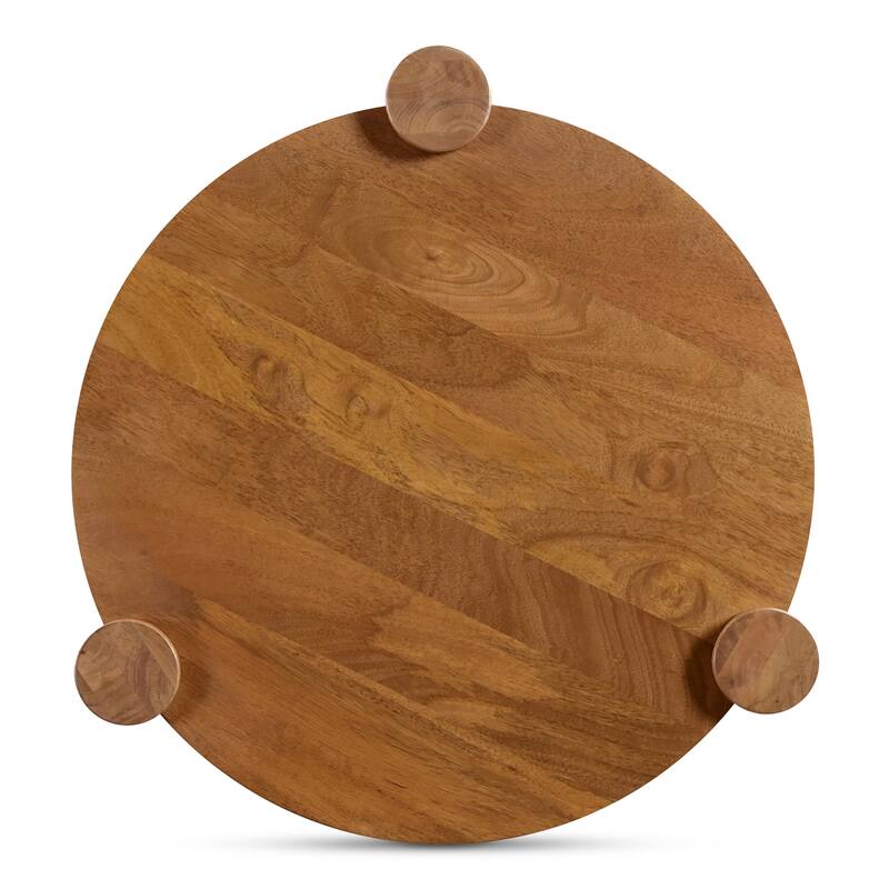 NADAAL STUDIOS Merit, Accent Table, Round Solid Mango Wood, Vintage Brown
