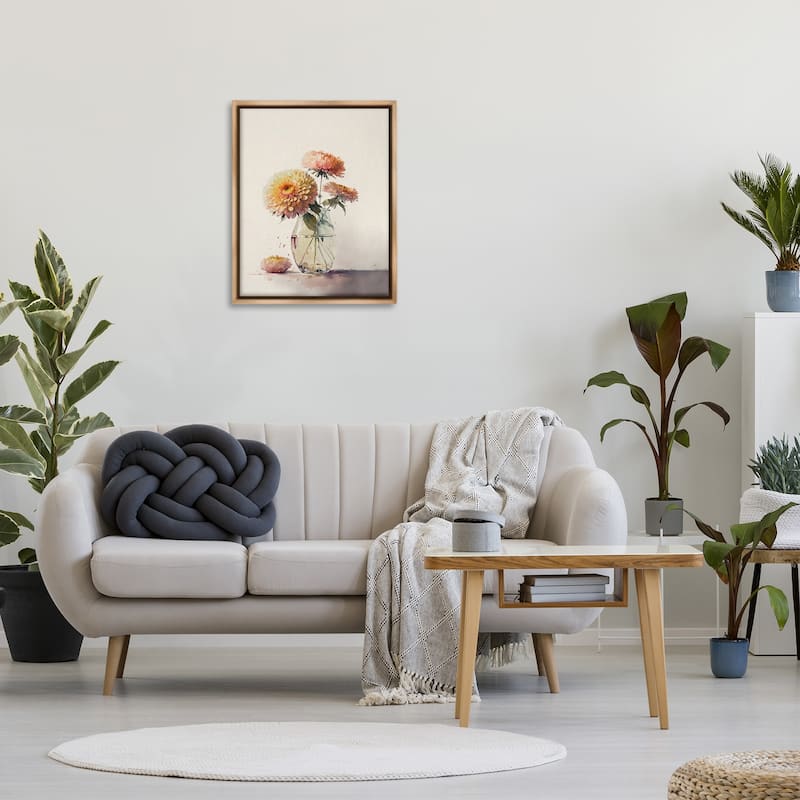 Stupell Blooming Dahlias Painting Framed Floater Canvas Wall Art Design by Leah McLean