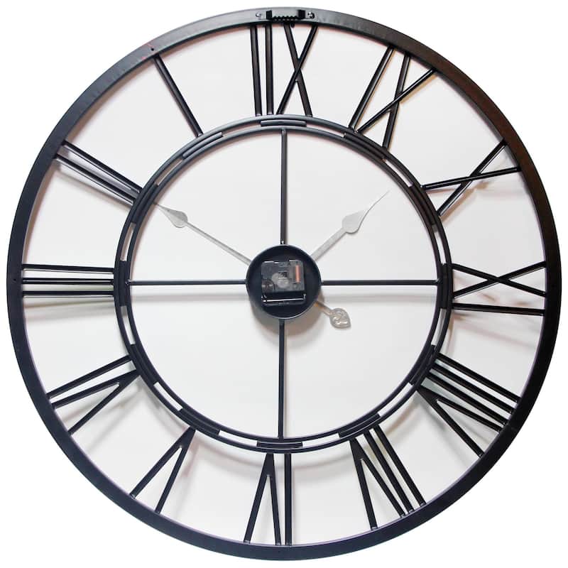 Metal Fusion Black and Bronze Large Open Face 28 inch Wall Clock by Infinity Instruments - 28 x 1.5 x 28