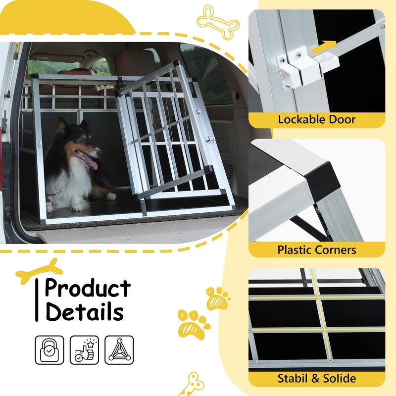GDFStudio - Miller Aluminum Double Doors Travel Crate Trapezoidal Kennel Dog Cat Carrier Durable