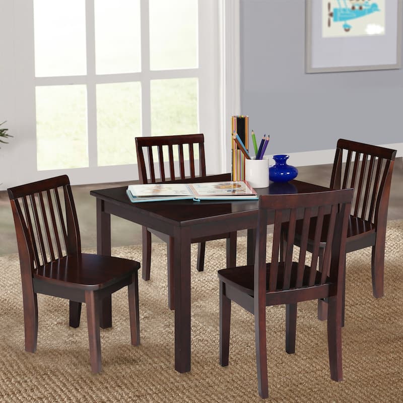 Juvenile Mission Table and Chair Set - 3 Piece - Rich Mocha 5 Piece Set
