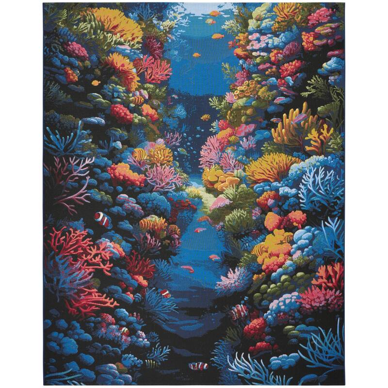 Nourison Color Splash Indoor/Outdoor Multicolored Graphic Area Rug