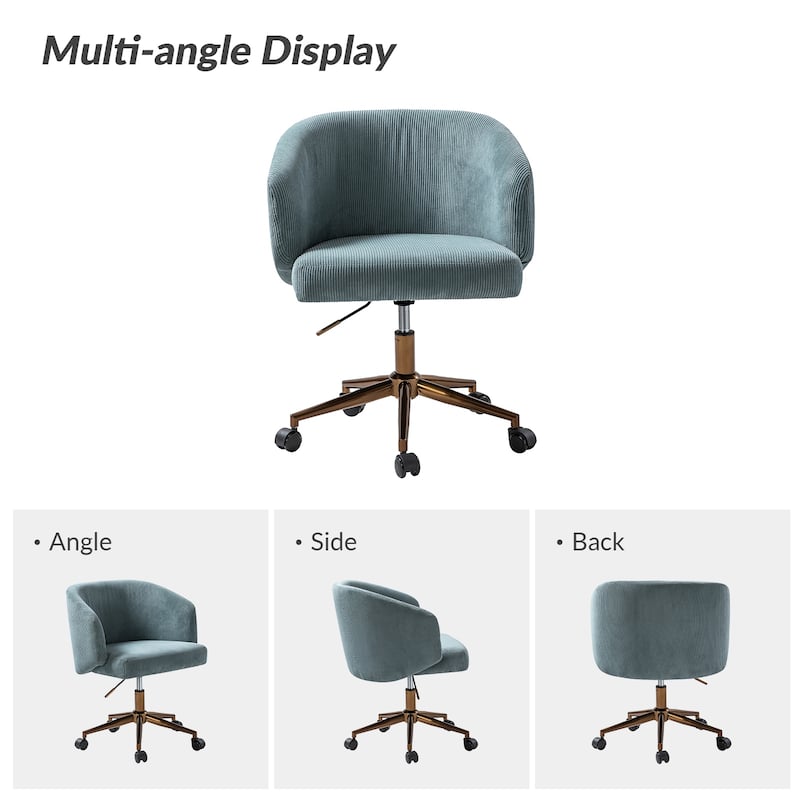 Astore Modern Corduroy Ergonomic Barrel Swivel Office Chair with Height-Adjustable by HULALA HOME