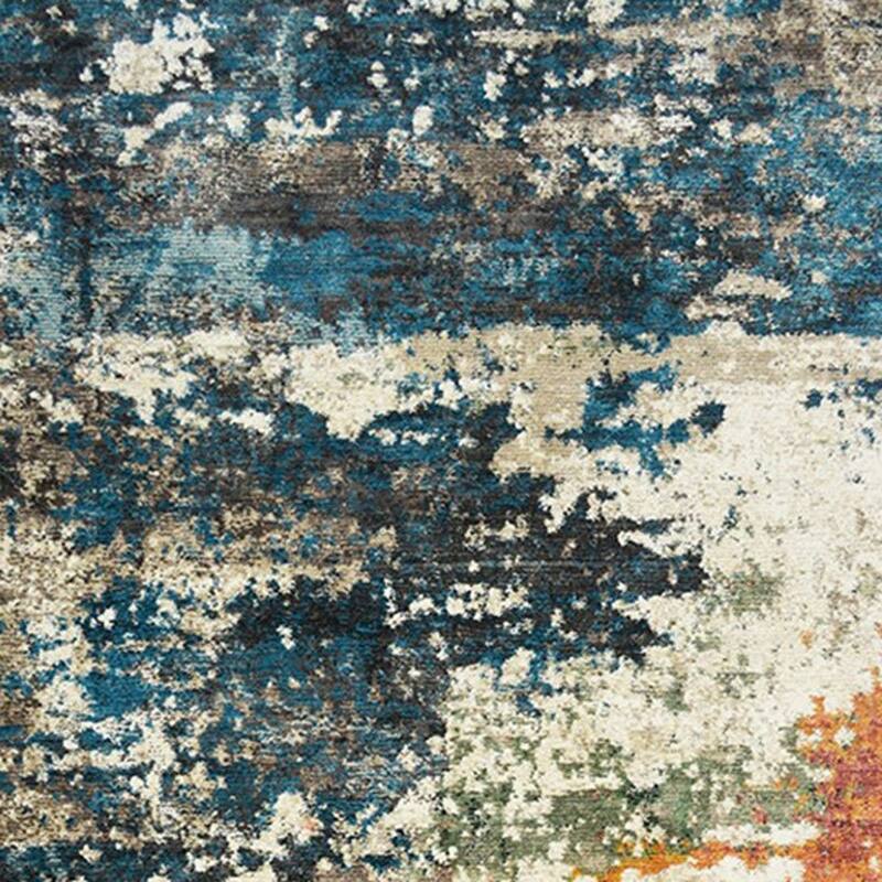 Cewe Distressed Abstract Modern Stain Resistant Woven with Fringe Area Rug By HomeRoots