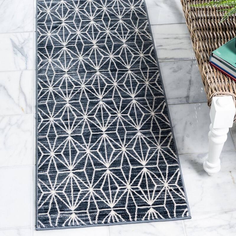 Contemporary Richye Collection Area Rug - Navy Blue - 2'7"x8'