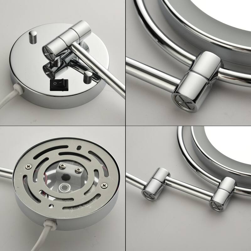 8 Inch Extension Wall Mount Two-Sided Makeup Vanity Mirror with LED