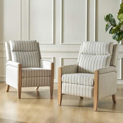 Suares Transitional Nailhead Manual Recliner with Solid Wood Legs Set of 2 by HULALA HOME