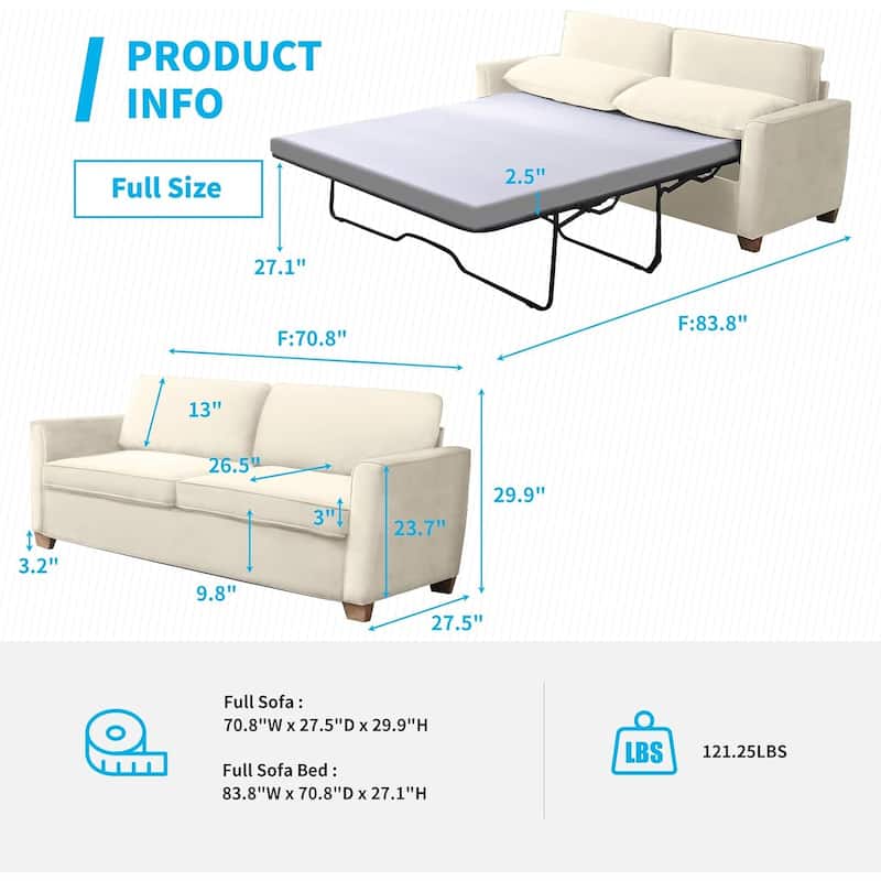 Mixoy Modern Pull Out Sofa Bed,Velvet Sleeper Loveseat Couch Bed